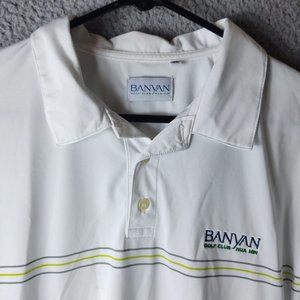 BANYAN GOLF CLUB MEN'S POLO SHIRT WHITE GREEN XL POLYESTER